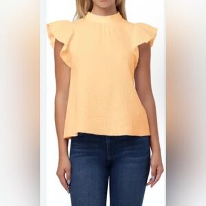 NWT Joe's Jeans Apricot Sherbert Flutter Sleeve Gauze Blouse